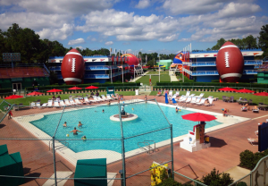 baseball diamond with football view pool area disney's all-star sports