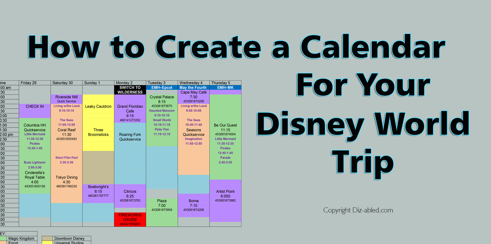 How to Create a Calendar For Your Disney World Trip - Walt Disney World 