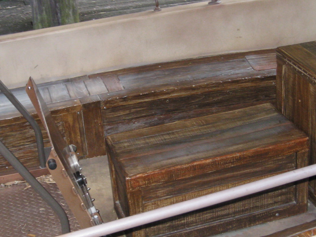 Hard wooden seats on the Jungle Cruise boats