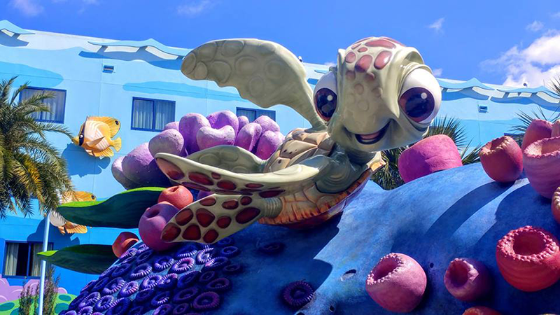 Squirt the Turtle in the Nemo Section of Disney's Art of Animation Resort