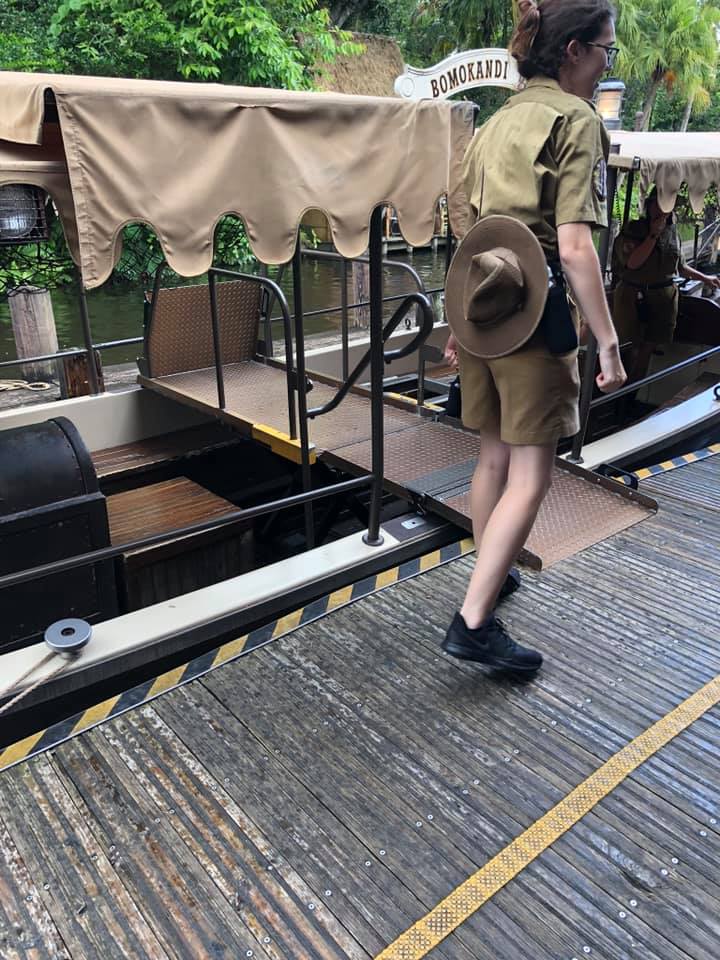Jungle Cruise ride - Accessible boat access through a lift that becomes a ramp 